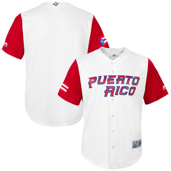 customized Men Puerto Rico Baseball Majestic White 2017 World Baseball Classic Replica Team Jersey